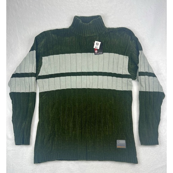 Other - Vintage 90s Southpole Knit Sweater Green Mens Sz 2XL Turtle Neck Y2K‎ Velour NWT
